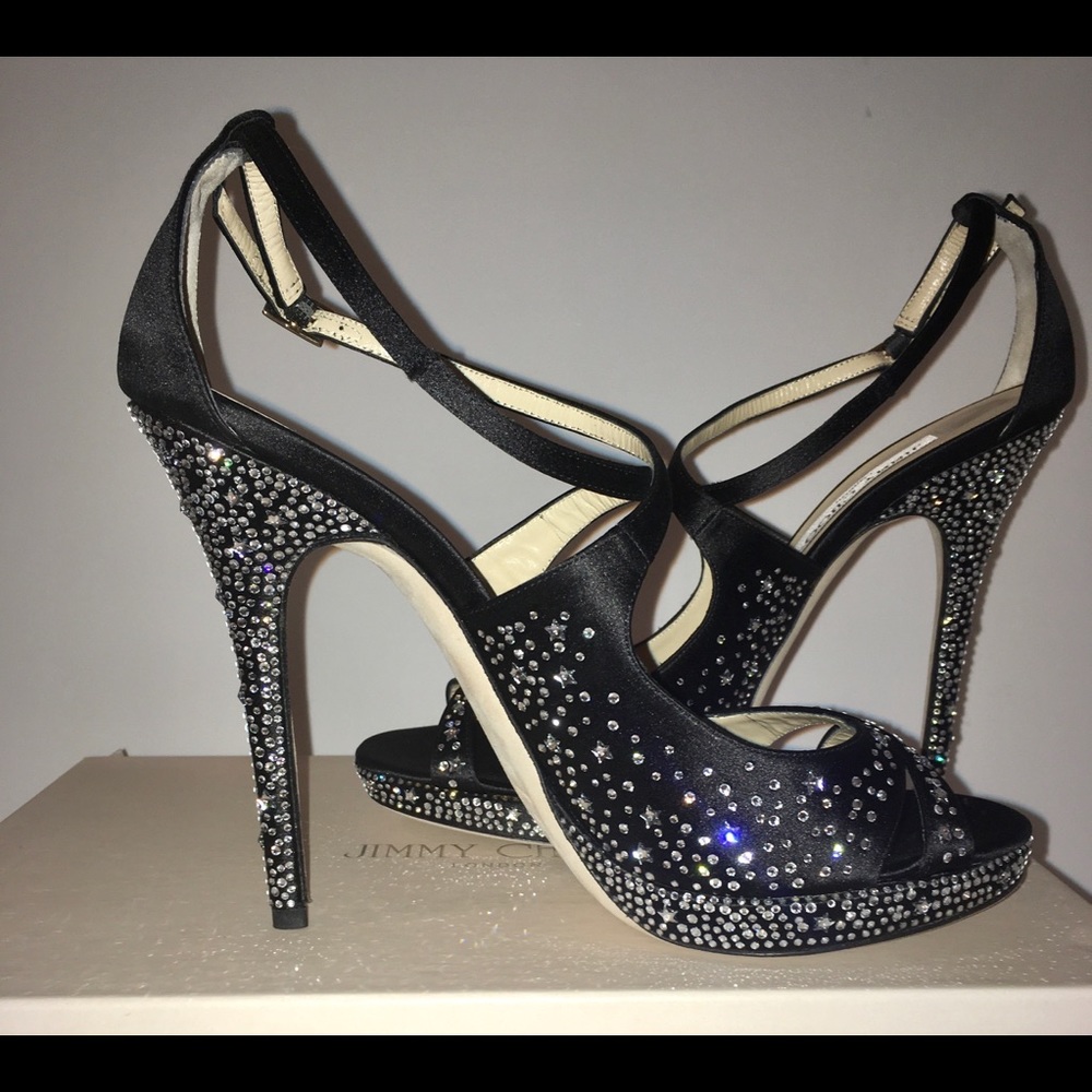 💜SEE VIDEO💜JIMMY CHOO💜Swarovski Crystals & Crystal Stars Sandals - Picture 7 of 17